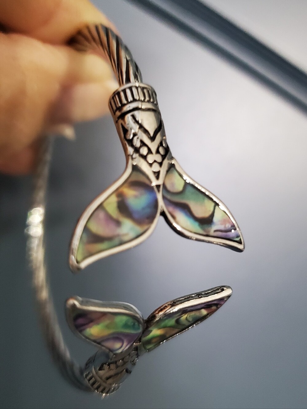 Flashy Fishtail 🐟 Mermaid Whale Tail Adjustable Cuff Bracelet L👀K New WYSIWYG